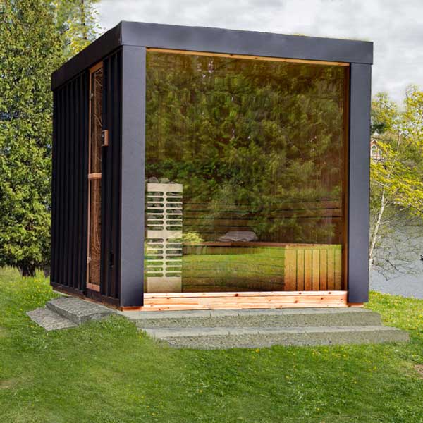 Neptune Outdoor Sauna - Pure Cube BLACK Collection