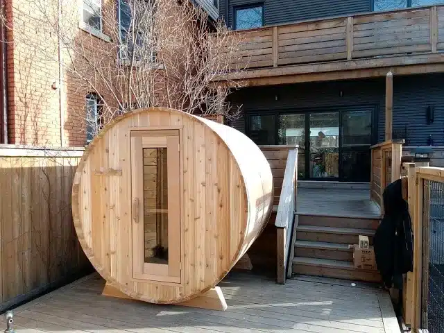Barrel Sauna - 7 Foot Diameter - Knotty Cedar - Image 3
