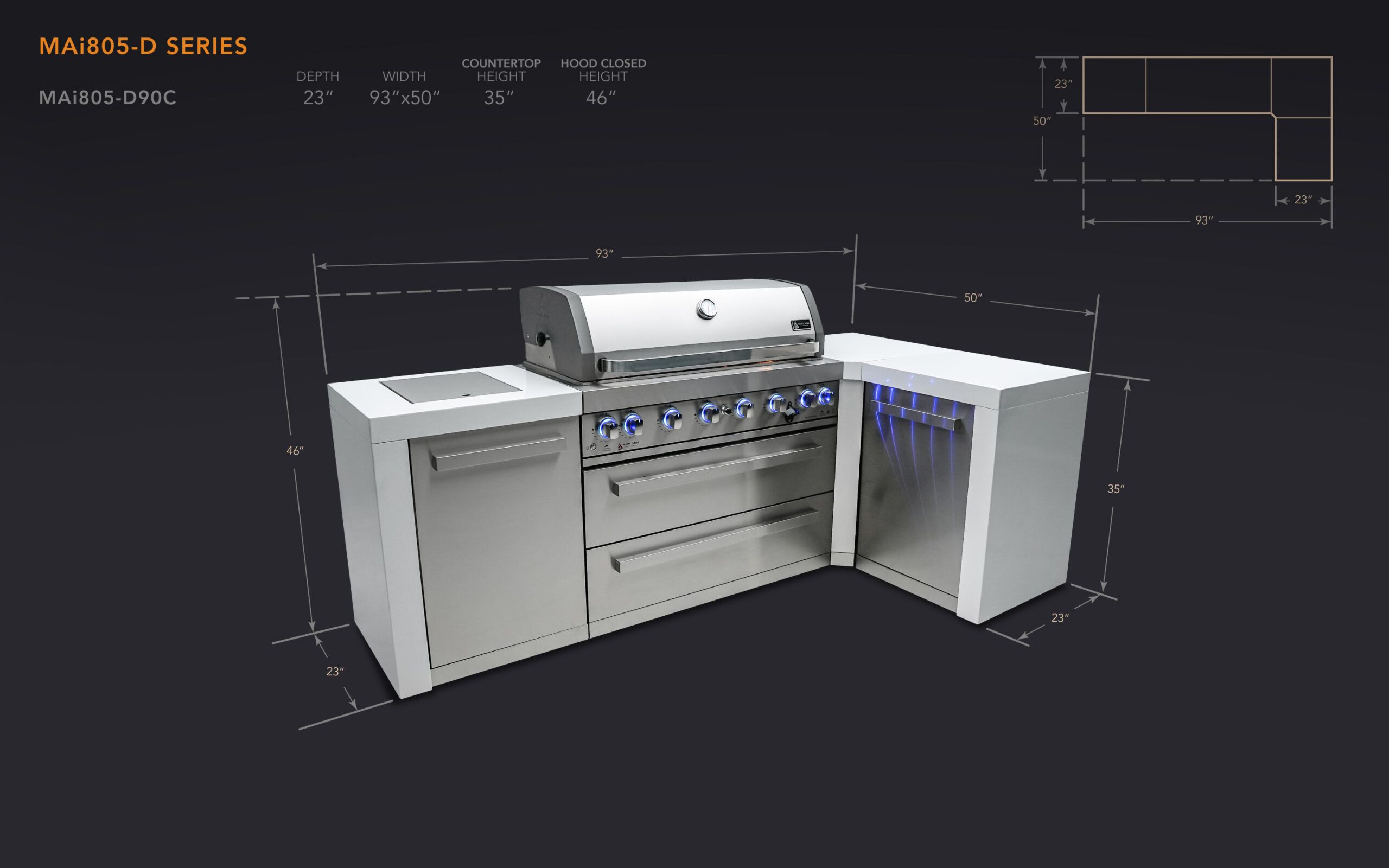 Mont Alpi 805 Deluxe Island with a 90 Degree Corner - Image 2