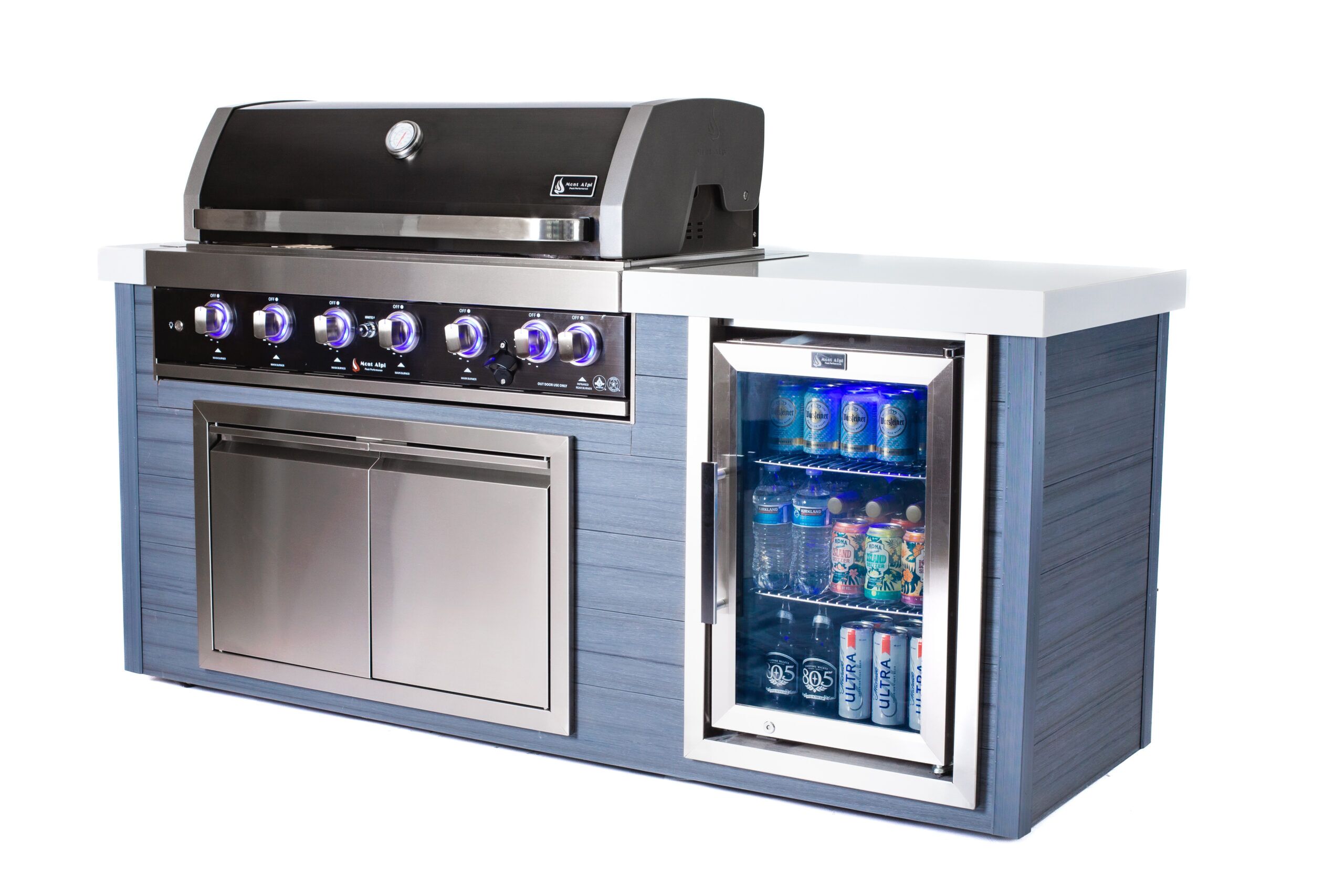 Mont Alpi 6-Burner Black Stainless Steel Art-wood Outdoor Island Grill - Image 3