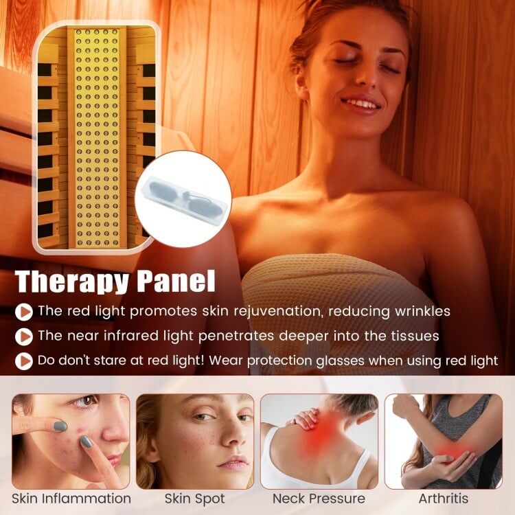 4 Person - Full Spectrum Infrared Sauna with Salt Ions + Red Light Therapy - Canadian Hemlock Black Trim - Image 6