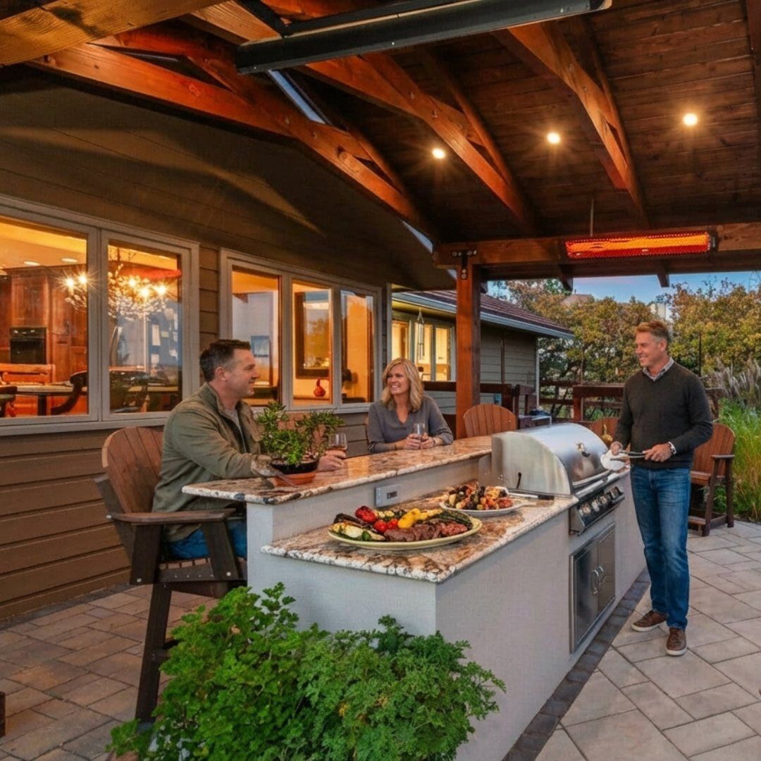 Bromic Platinum Smart-Heat Electric heater installed on a patio