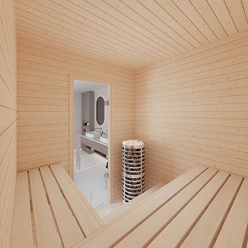 SaunaLife HST66 Luxury 6’ x 6’ Indoor Traditional Sauna Kit - Image 5