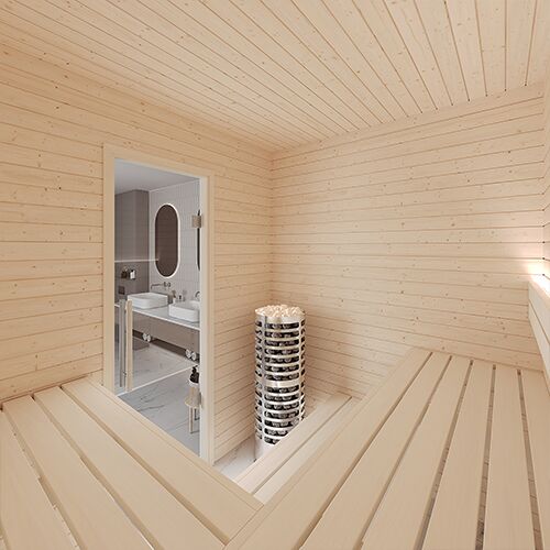 SaunaLife HST77 Luxury 7’ x 7’ Indoor Traditional Sauna Kit - Image 5